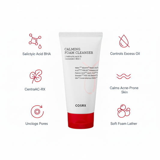 COSRX AC Collection Calming Foam Cleanser Benefits Infographic