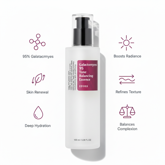 COSRX Galactomyces 95 Tone Balancing Essence Benefits Infographic
