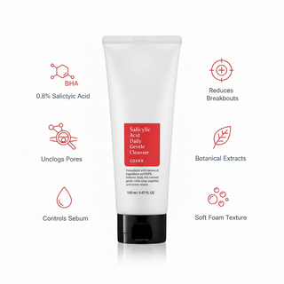 COSRX Salicylic Acid Daily Gentle Cleanser Benefits Infographic